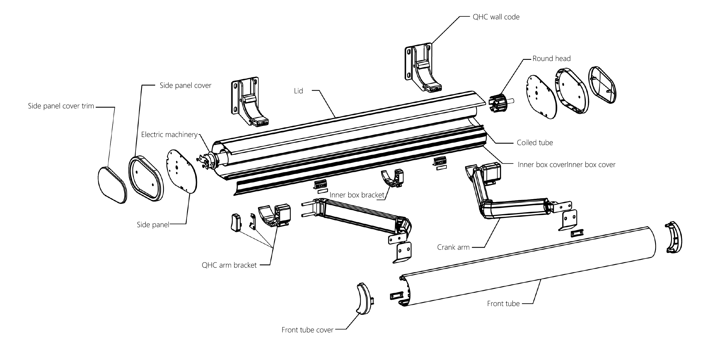 Retractable Awning | QHC Series Internal Detail Construction Drawing