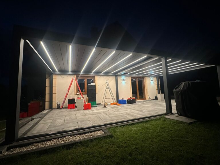 Night view of outdoor shading solutions from Poland