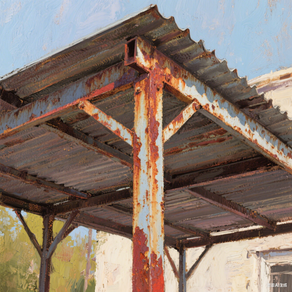 The steel shed was rusted due to water soaking.
