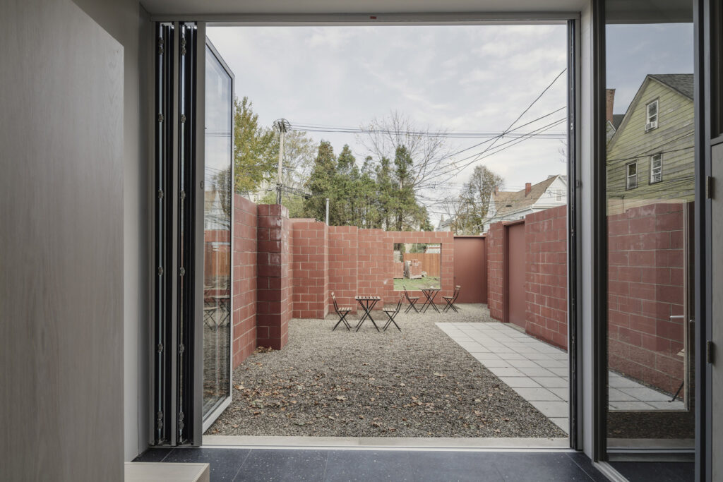 Empty concrete area outside the back door