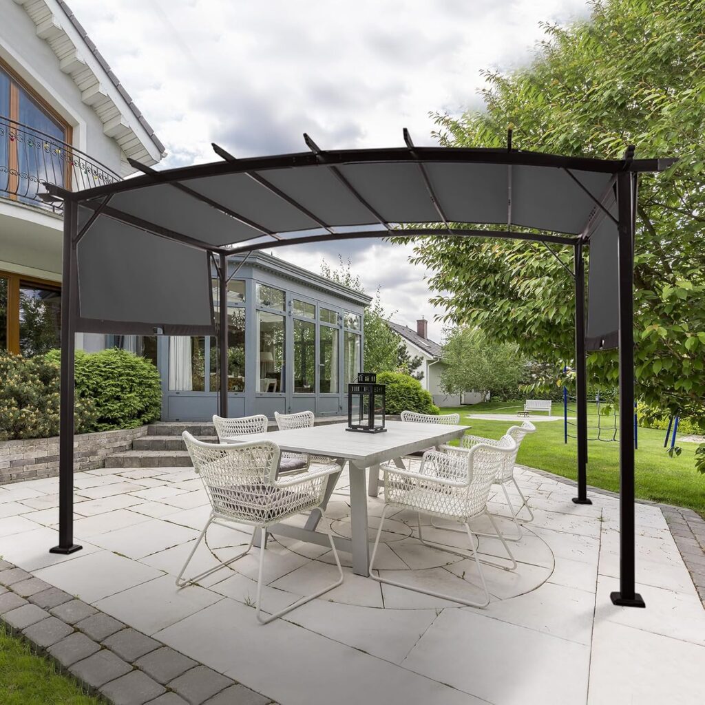 Arched pergola in the garden