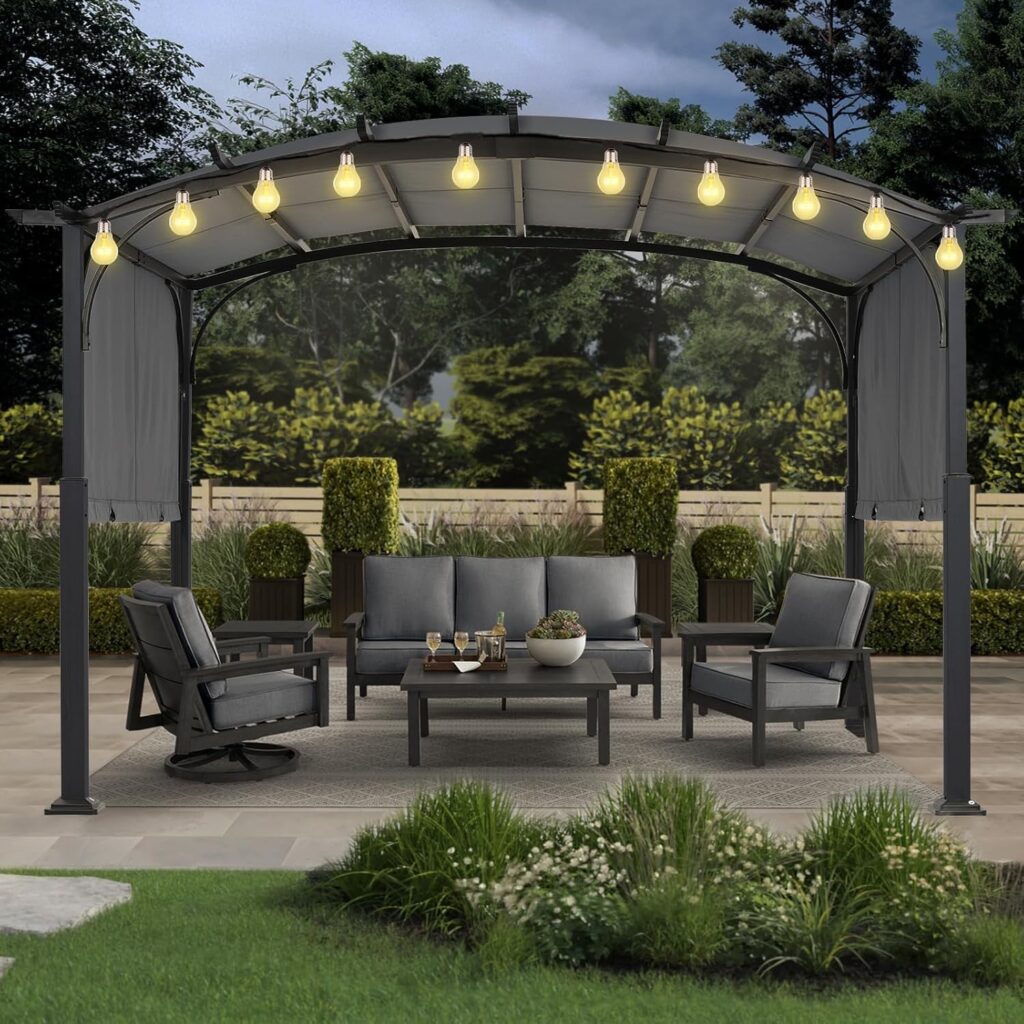 Aluminum arched pergola installed in the garden
