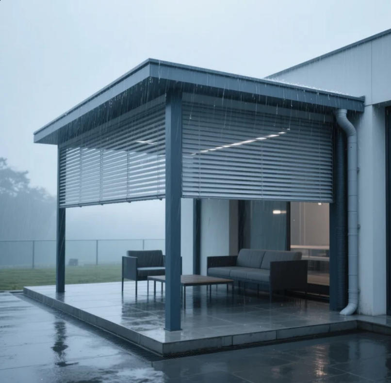The rainproof effect of smart pergola