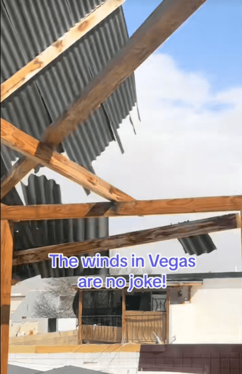 Awnings blown down by wind in Las Vegas