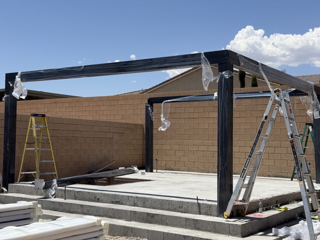 Picture of connecting four aluminum beams to four columns