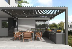 Outdoor aluminum pergola kitchen