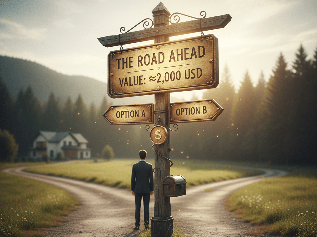 You’re standing at a crossroads, and the signpost is worth about $2,000