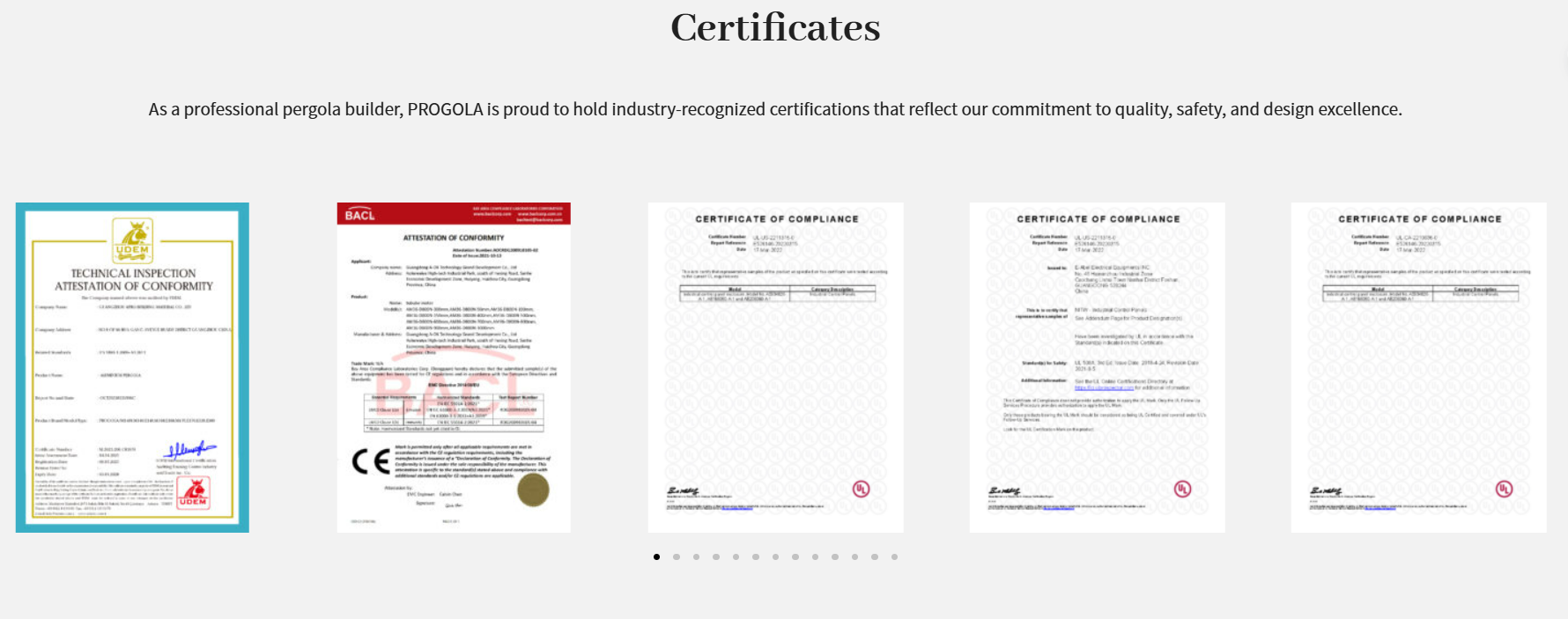 PROGOLAS certificate patent