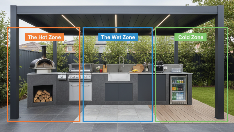 Pergola kitchen area division
