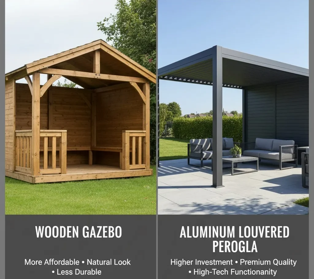 Comparación de precios entre cenadores de madera y pérgolas de aluminio