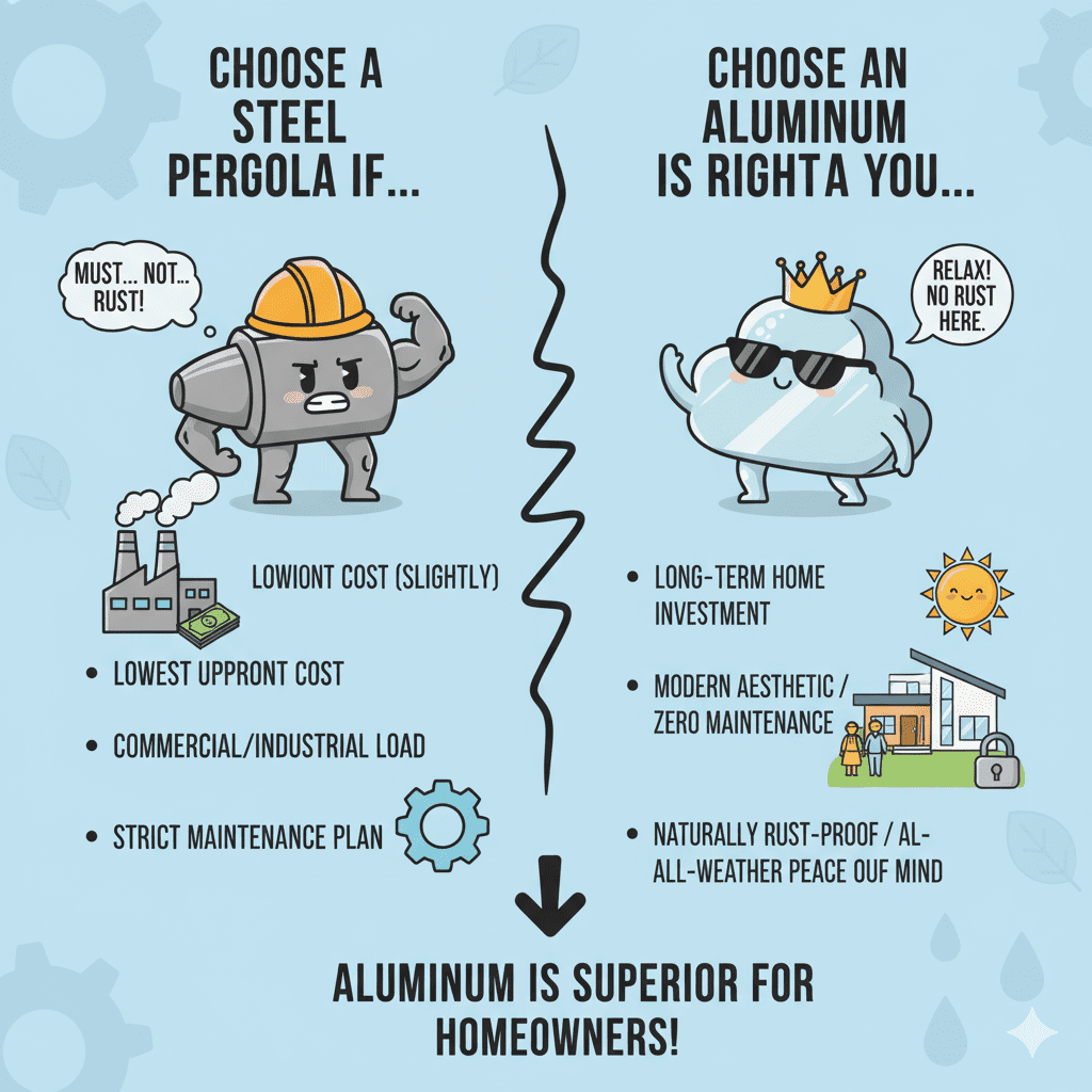 Steel Pergola vs Aluminum Pergola