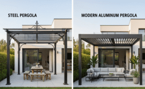 Pérgola de aluminio vs. pérgola de acero