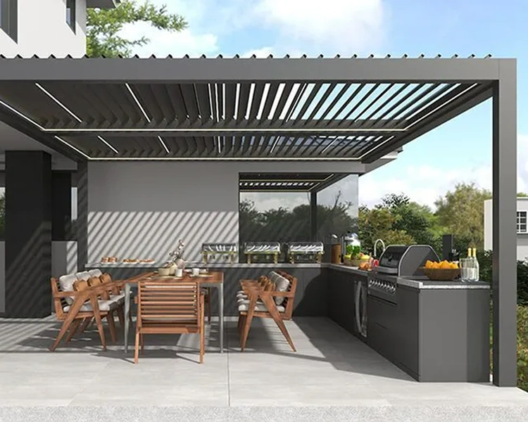 Outdoor aluminum pergola kitchen