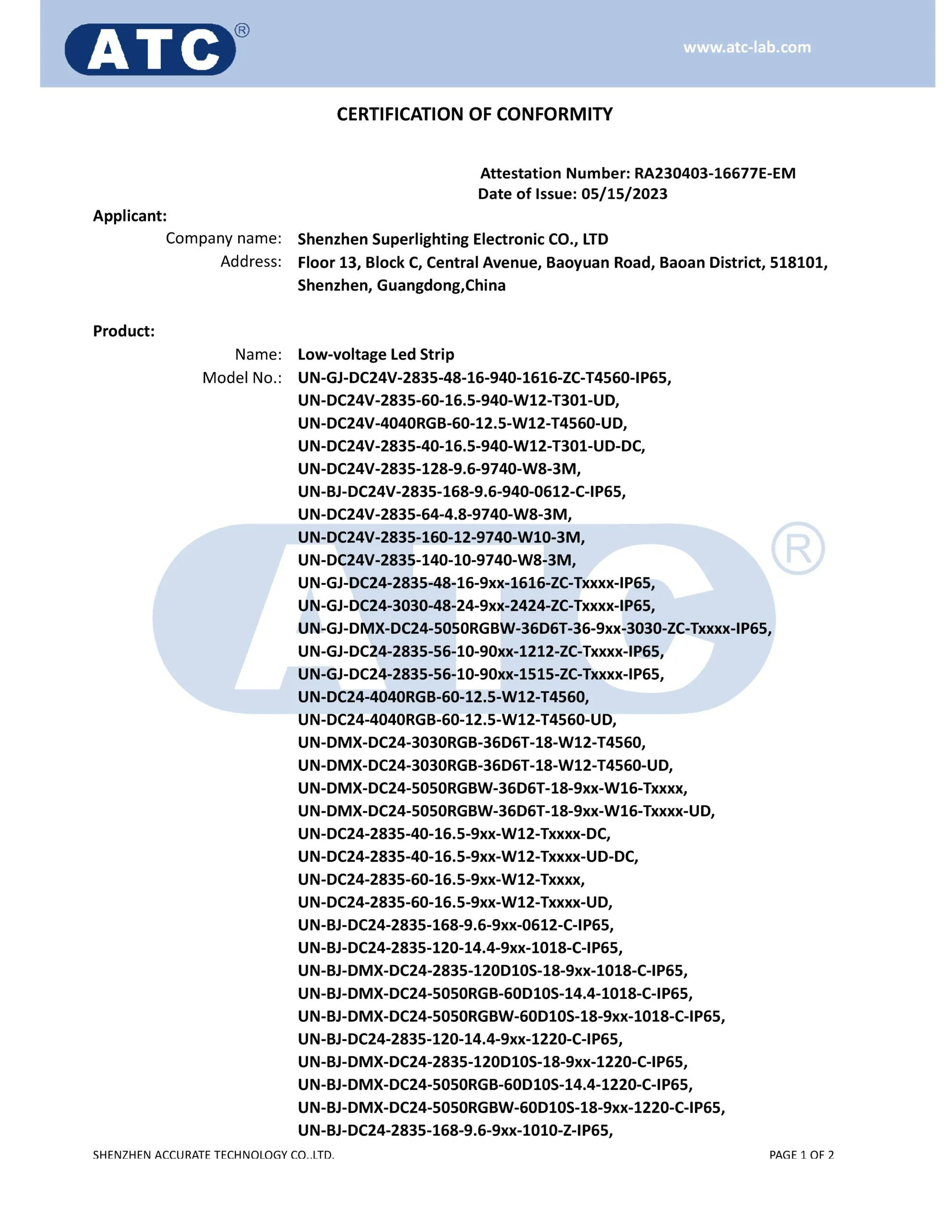 Сертификация CE 0530 для светодиодной ленты Progolas (сертификация CE для RGB и двухцветной светодиодной ленты)_Страница_1