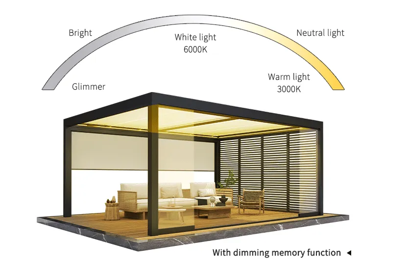 The canopy's leaf lights can be adjusted to produce a variety of lighting effects.