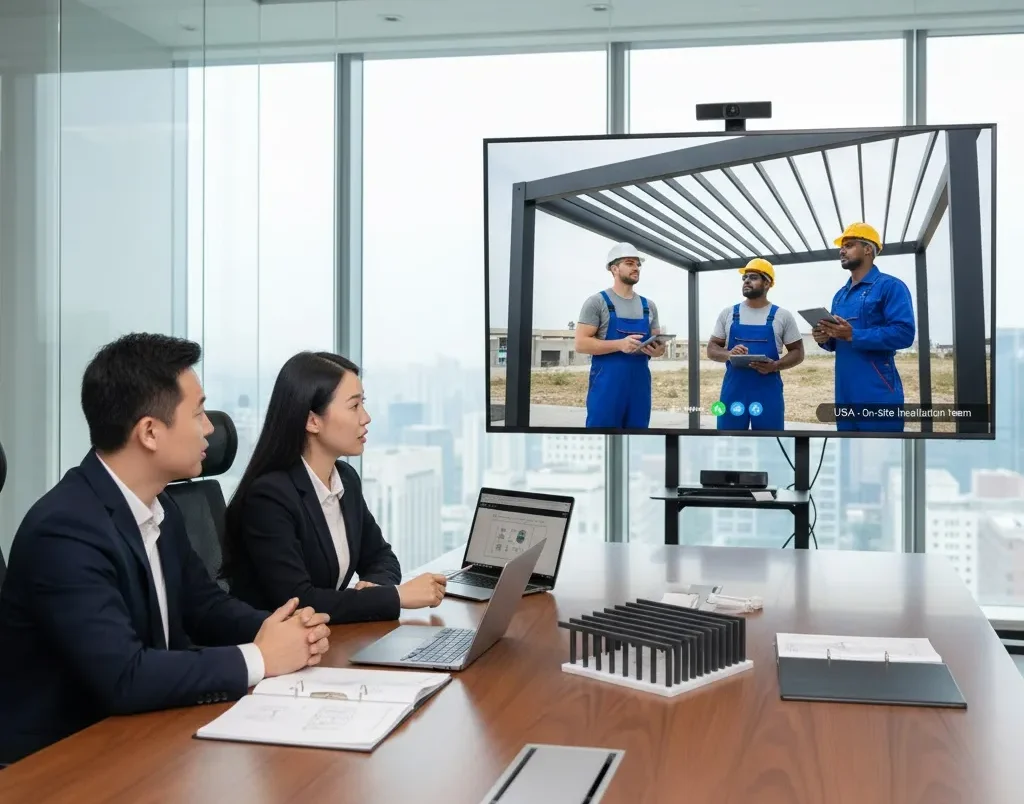 Capacitar a los trabajadores para instalar estructuras de sombra mediante videoconferencia.