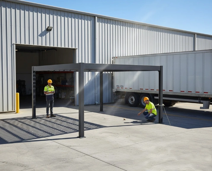 Almacén o sala de exposiciones para guardar estructuras de pérgolas