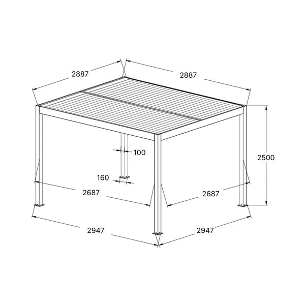 Diseño de pérgola de aluminio de 3 m x 3,5 m