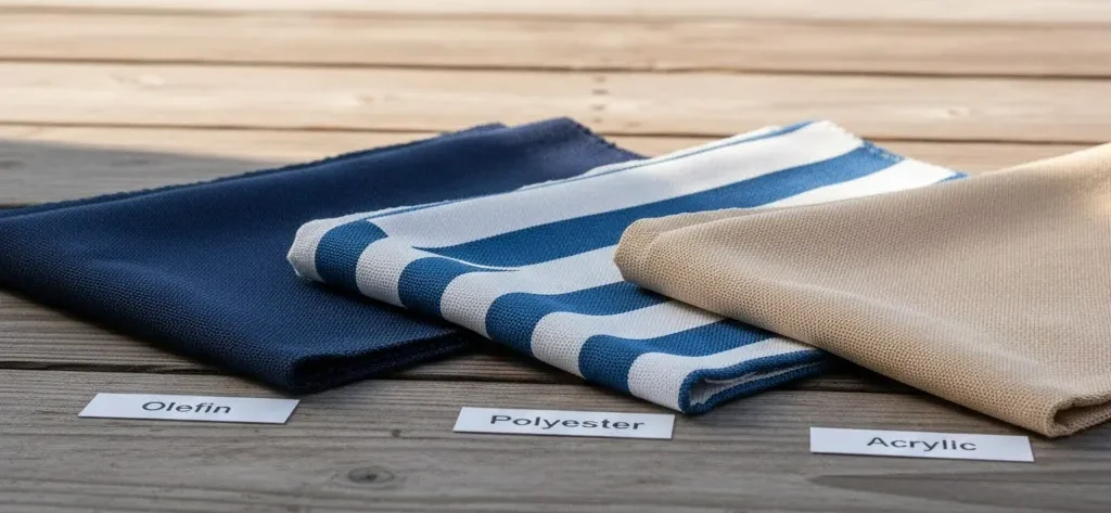 "Olefina", "Poliéster" e "Acrílico".