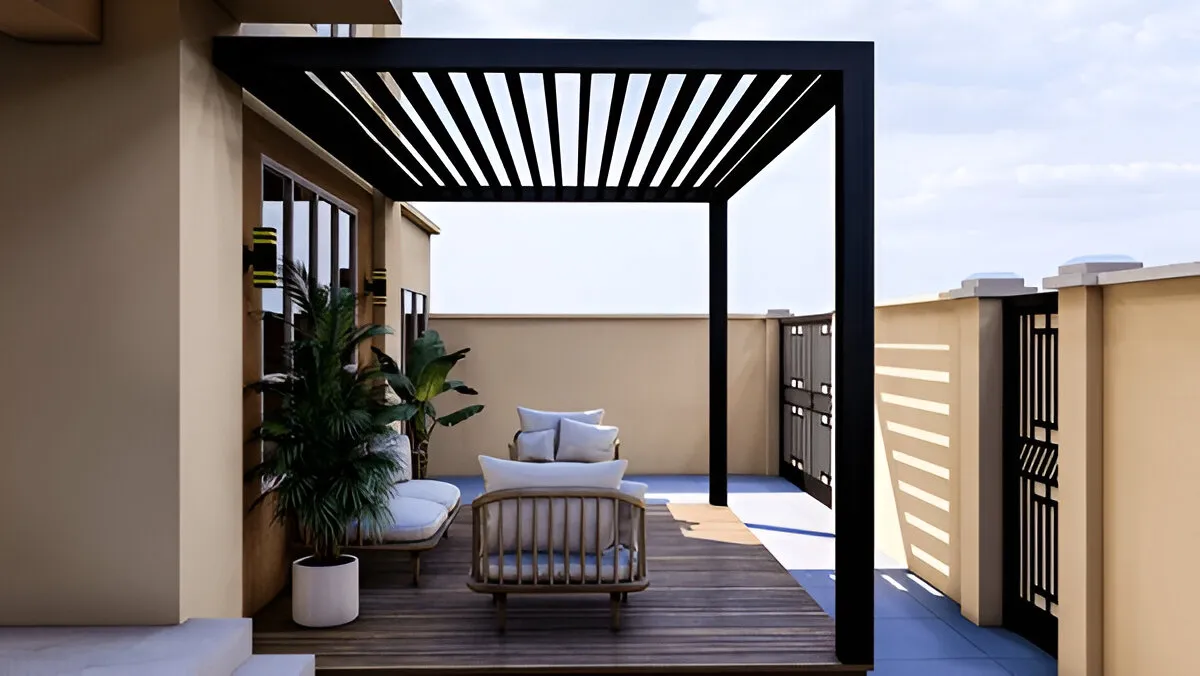 Pérgola adosada a la casa