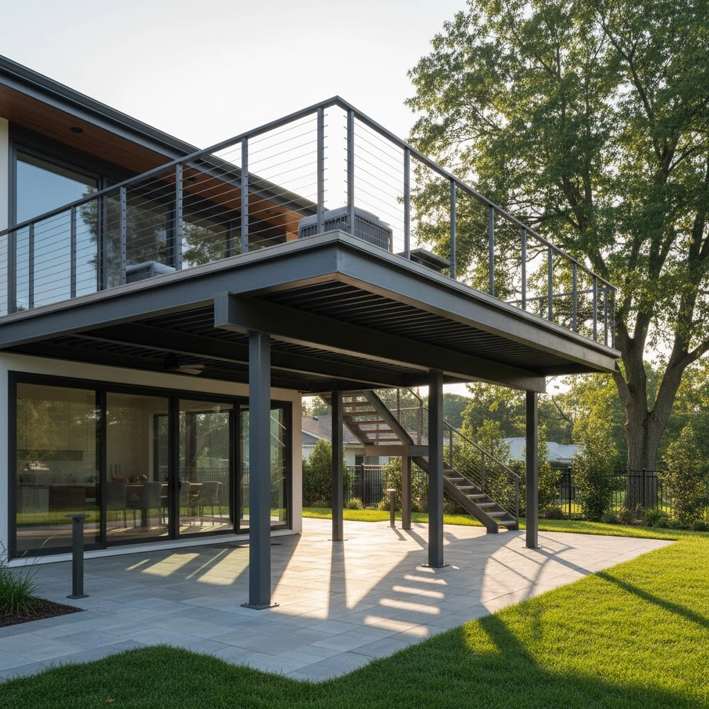 terraza elevada de acero